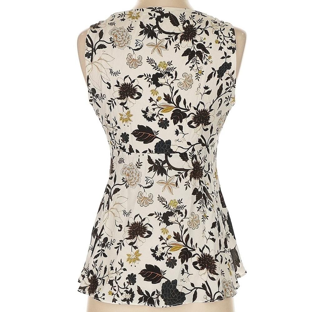A.L.C. Women's Sleeveless 100% Silk Top Peplum Tank Blouse Floral White Size 0 - Picture 3 of 7